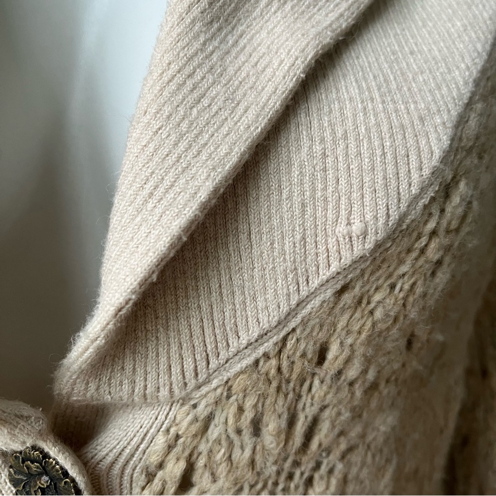Free People Wool Blend Chunky Knit Brass Button Oatmeal Grandpa Cardigan… - Picture 7 of 13